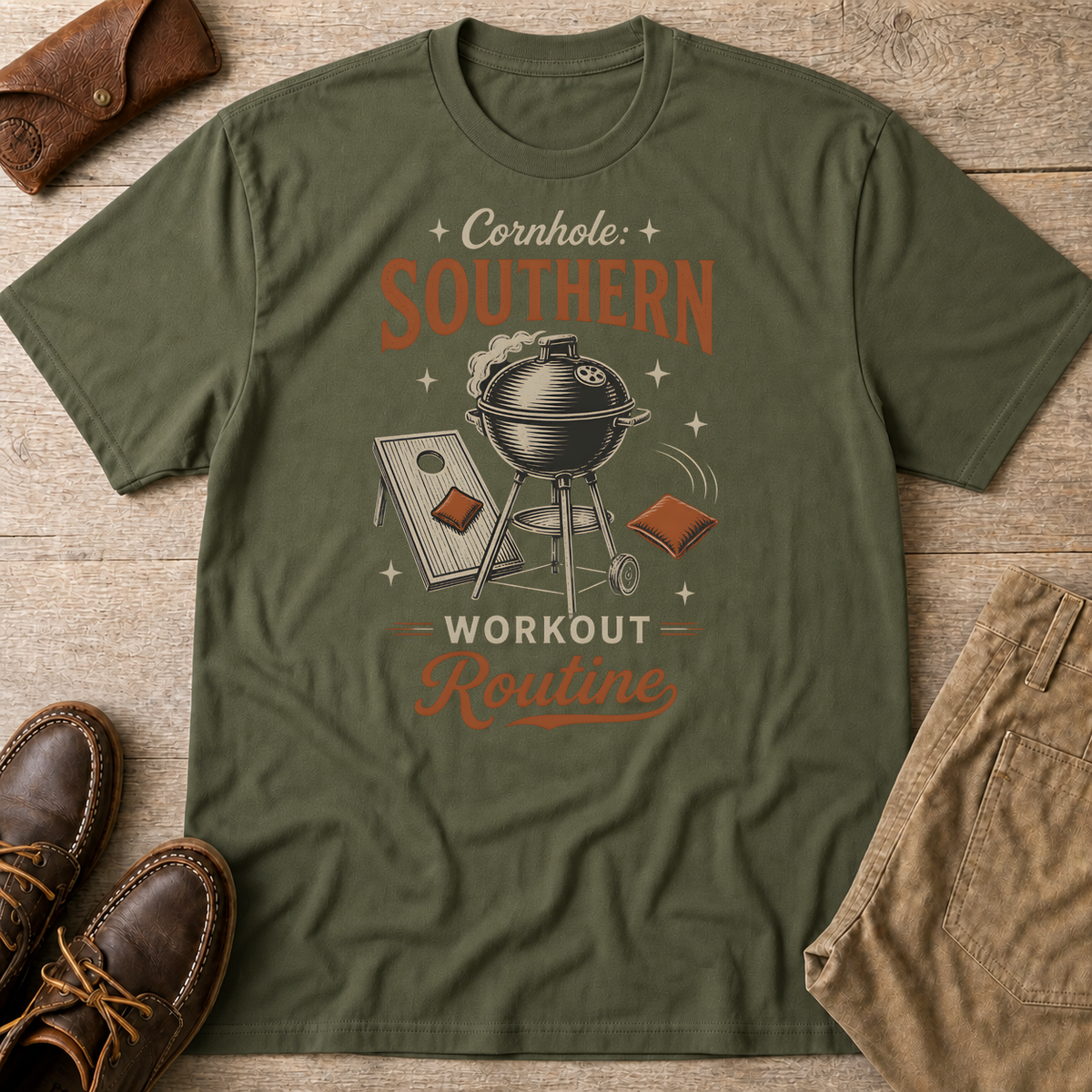 Military Green custom flatlay mockup
