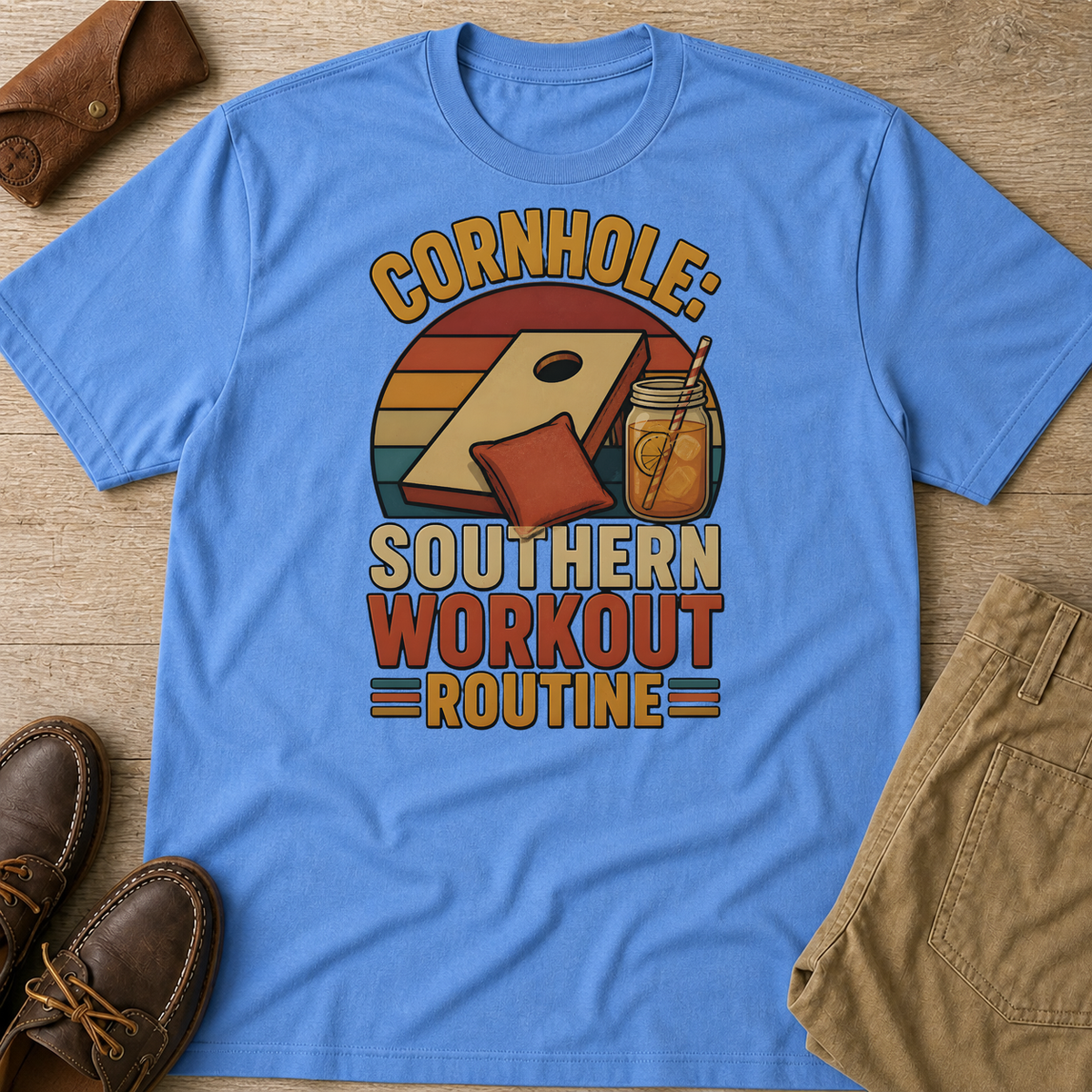 Carolina Blue custom flatlay mockup
