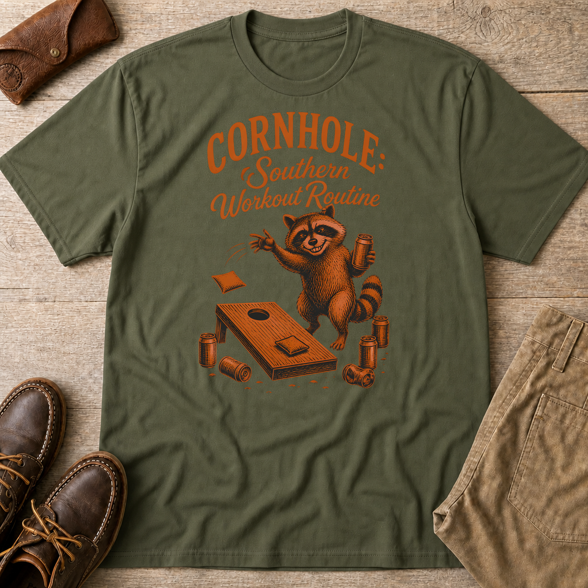 Military Green custom flatlay mockup