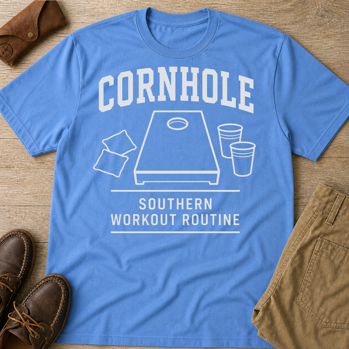 Carolina Blue custom flatlay mockup