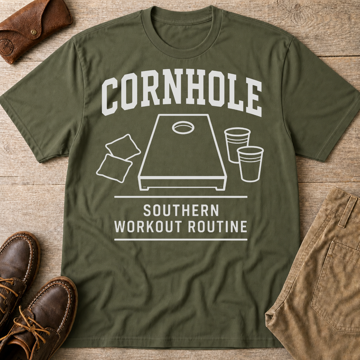 Military Green custom flatlay mockup