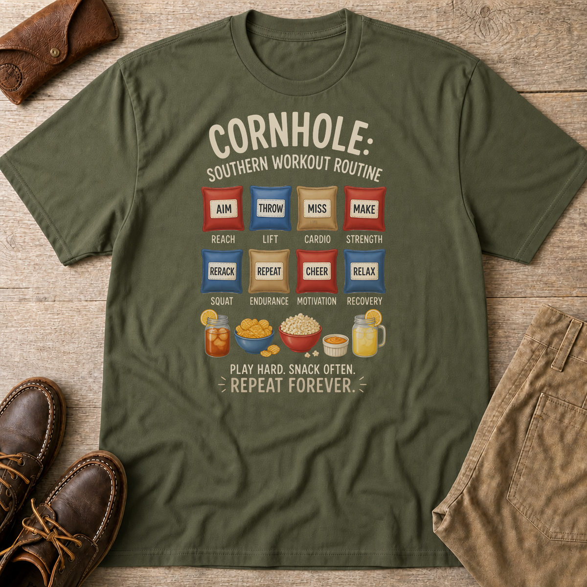 Military Green custom flatlay mockup