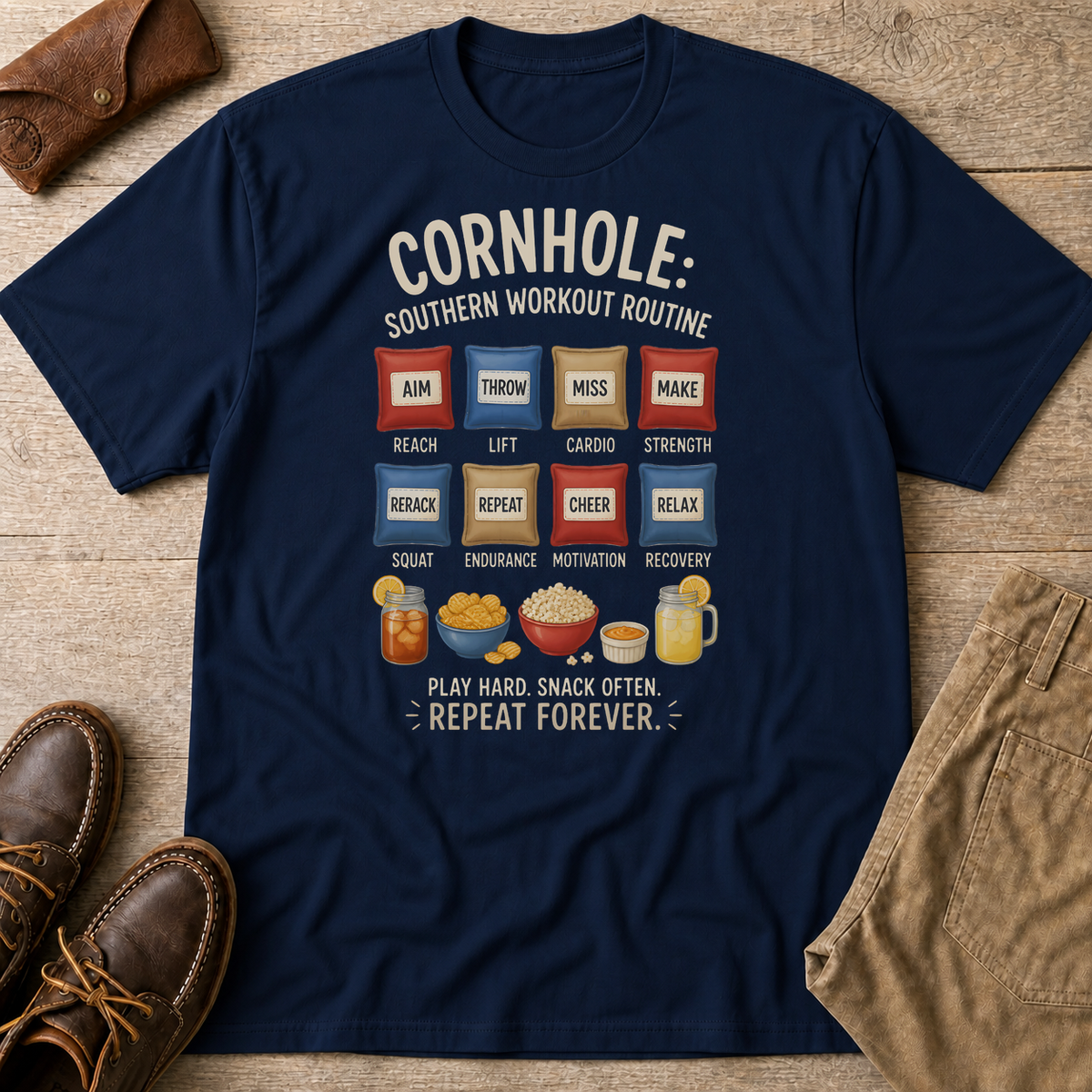 Navy custom flatlay mockup