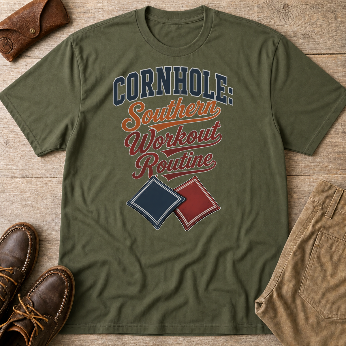 Military Green custom flatlay mockup