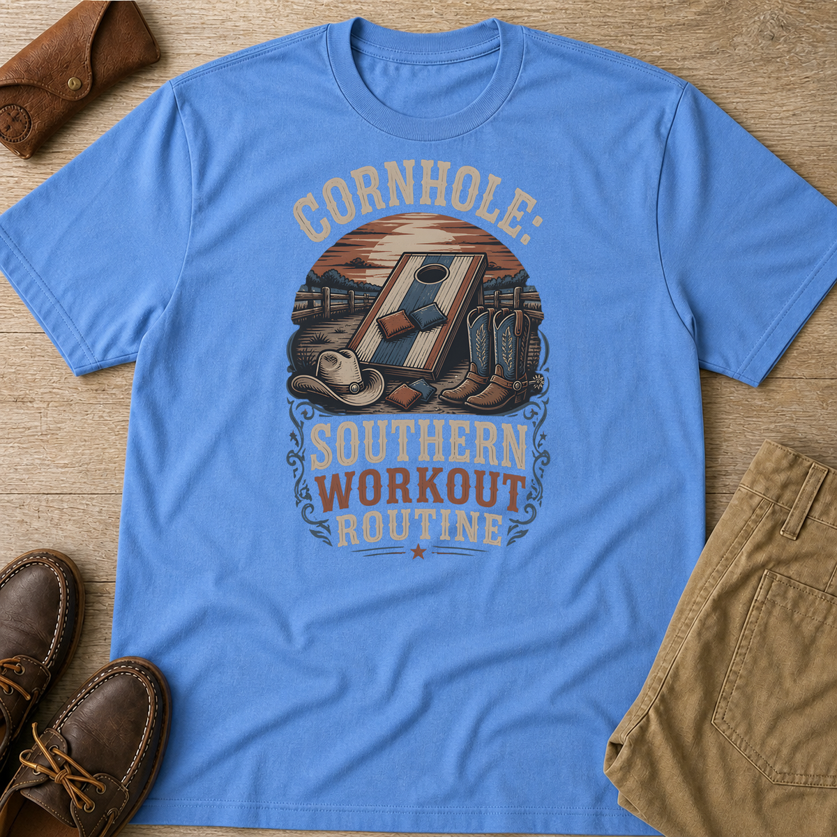 Carolina Blue custom flatlay mockup