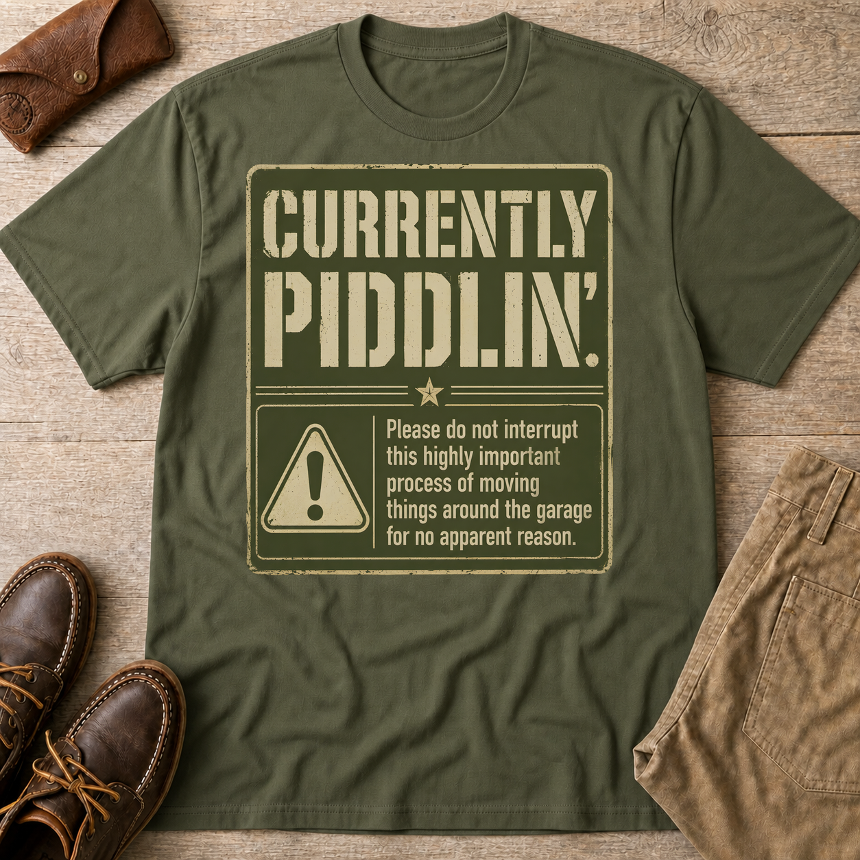 Military Green custom flatlay mockup