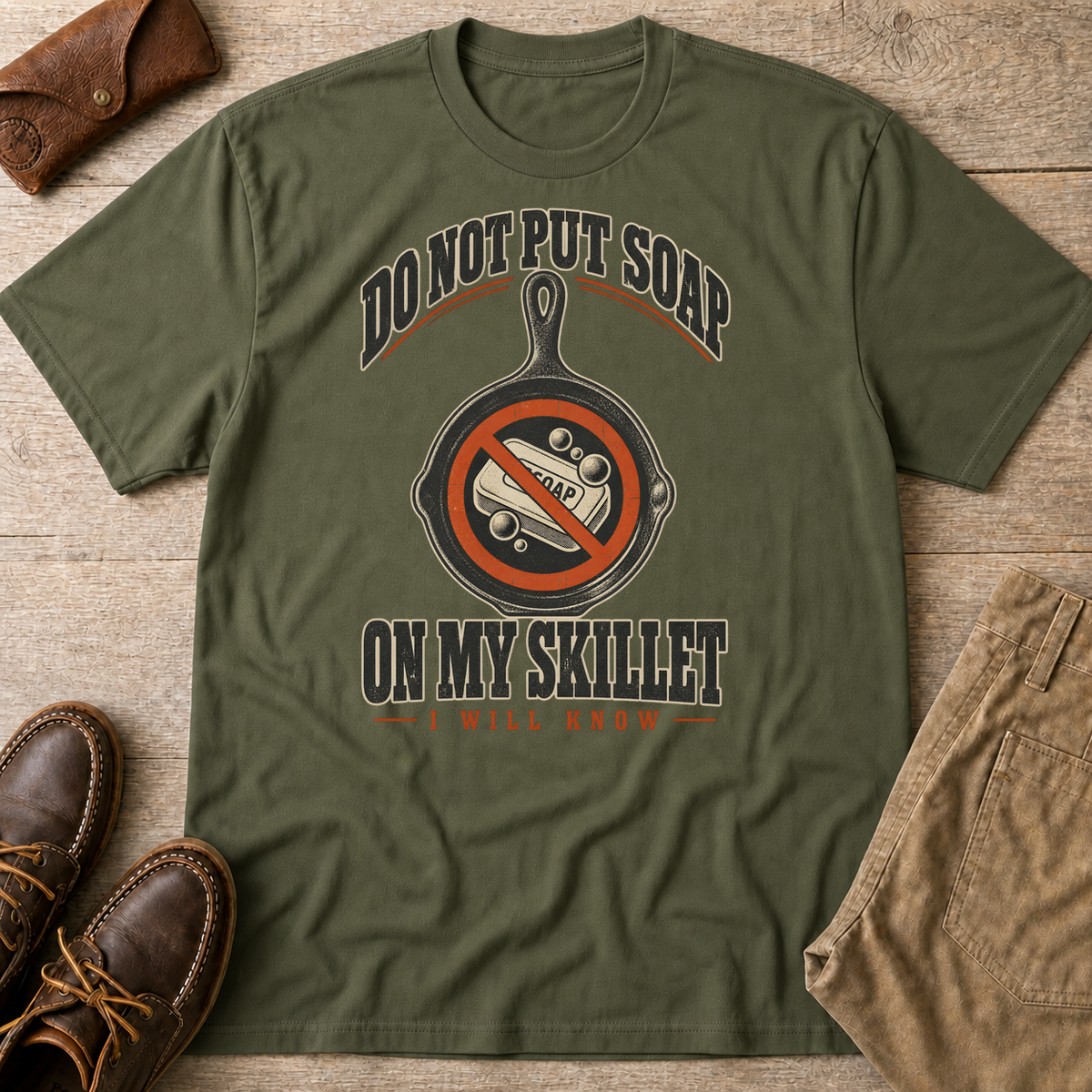 Military Green custom flatlay mockup