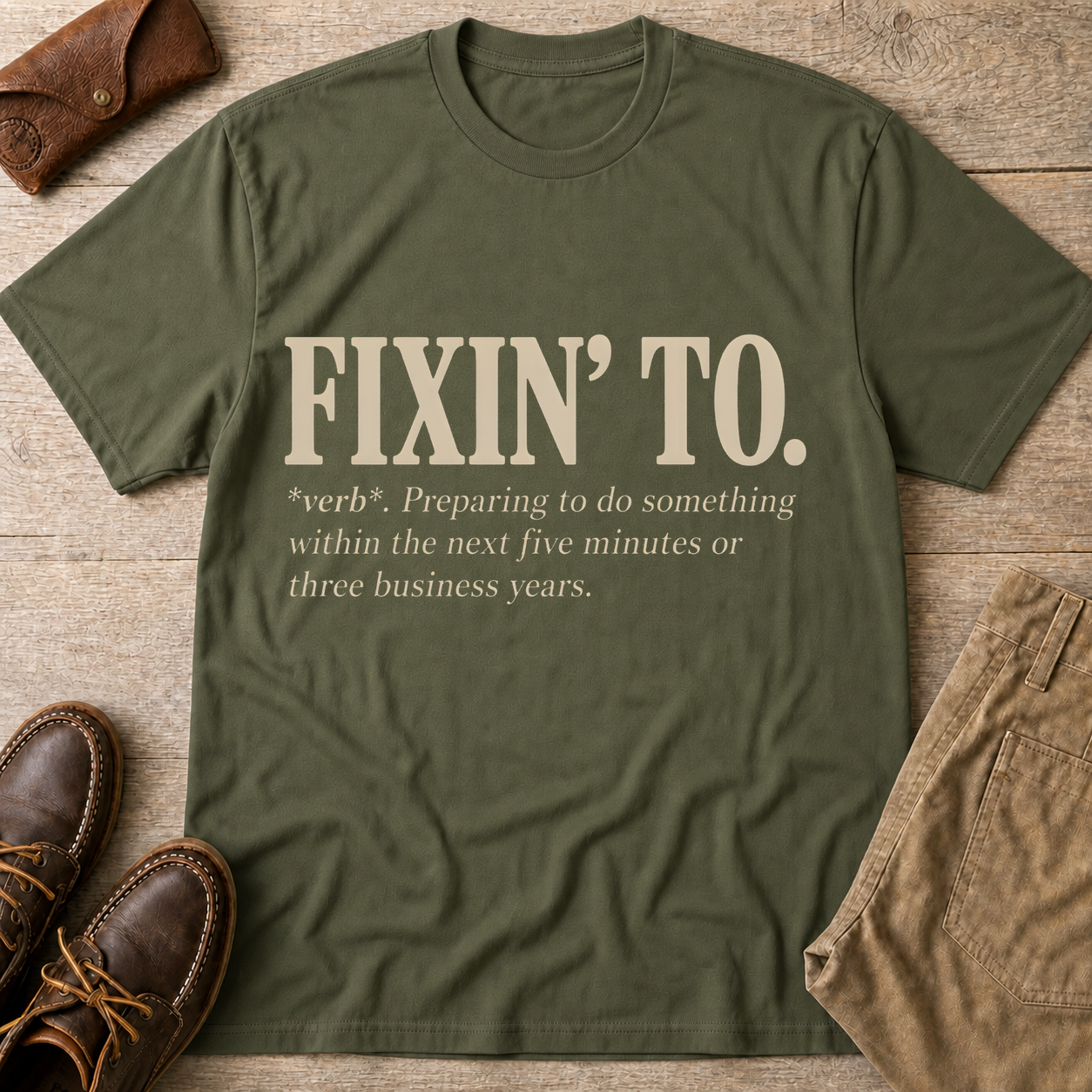 Military Green custom flatlay mockup