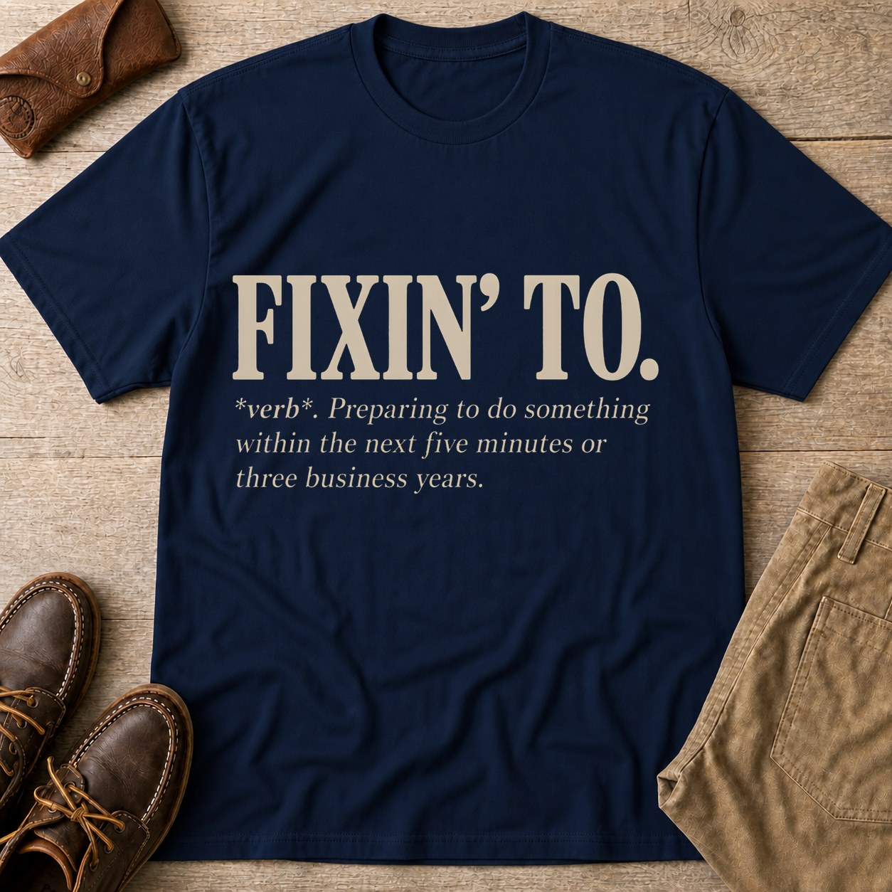 Navy custom flatlay mockup