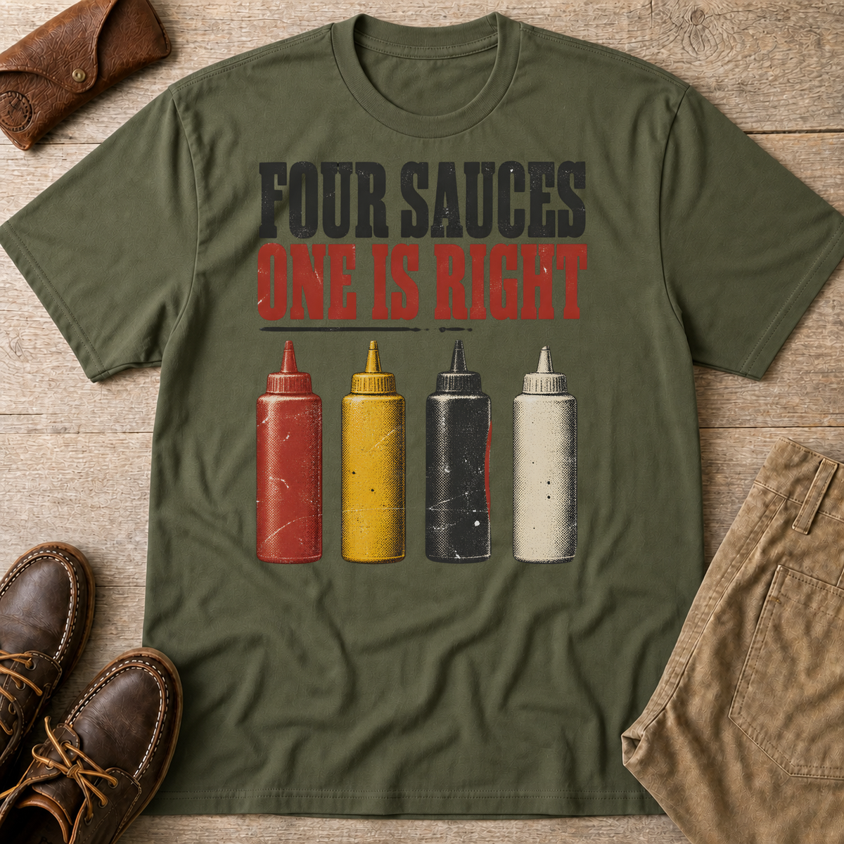 Military Green custom flatlay mockup