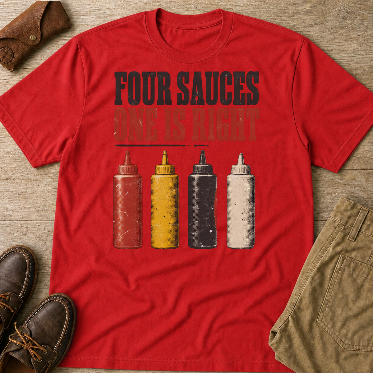 Red custom flatlay mockup