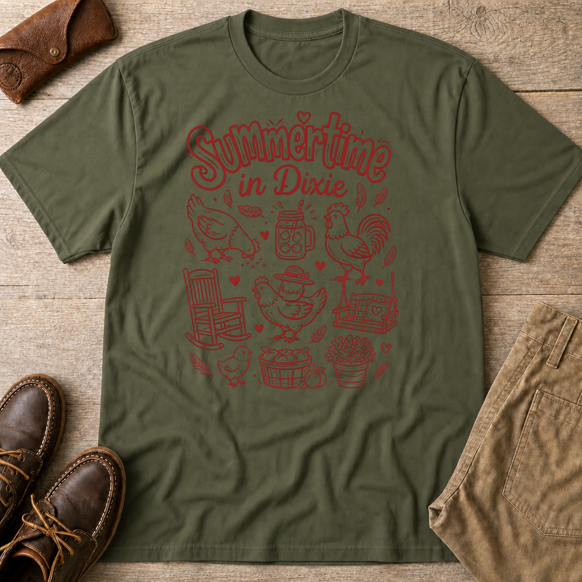 Military Green custom flatlay mockup