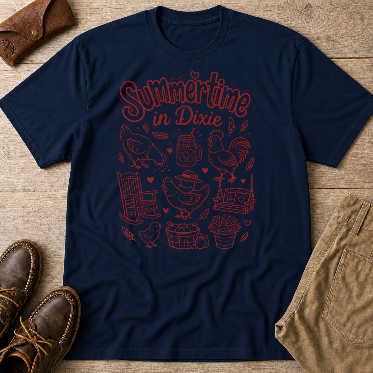 Navy custom flatlay mockup