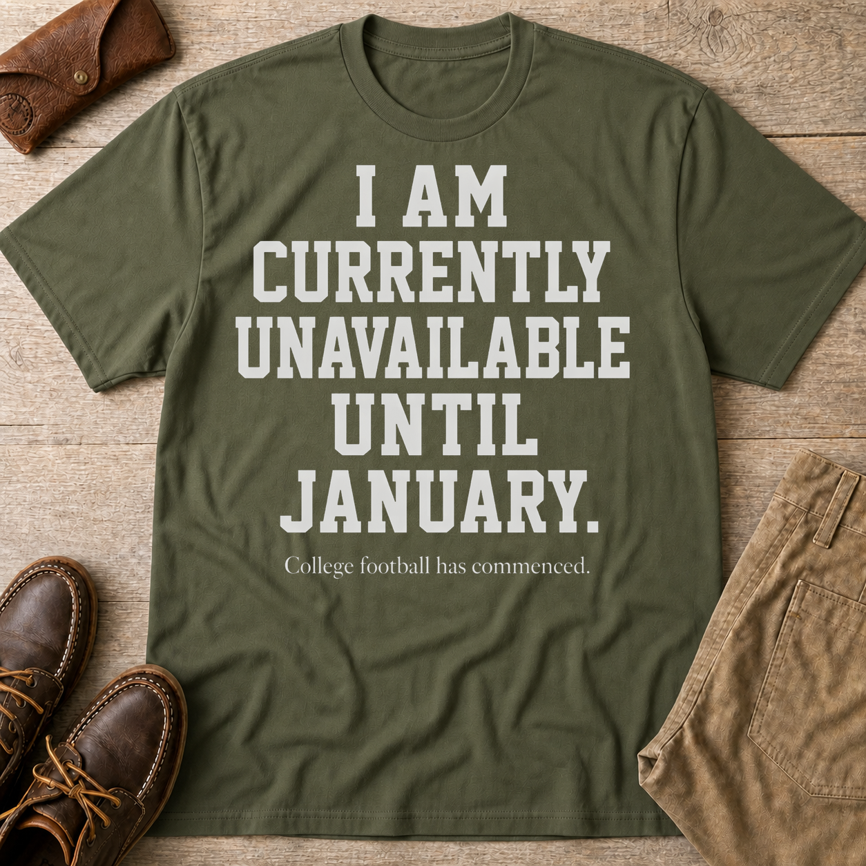 Military Green custom flatlay mockup