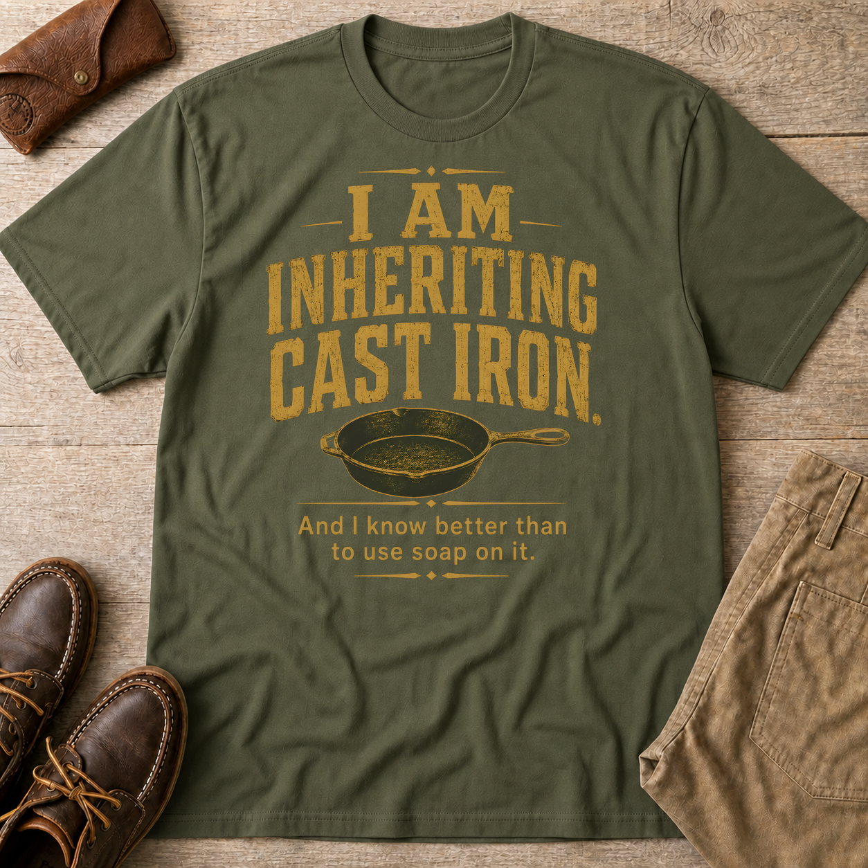 Military Green custom flatlay mockup