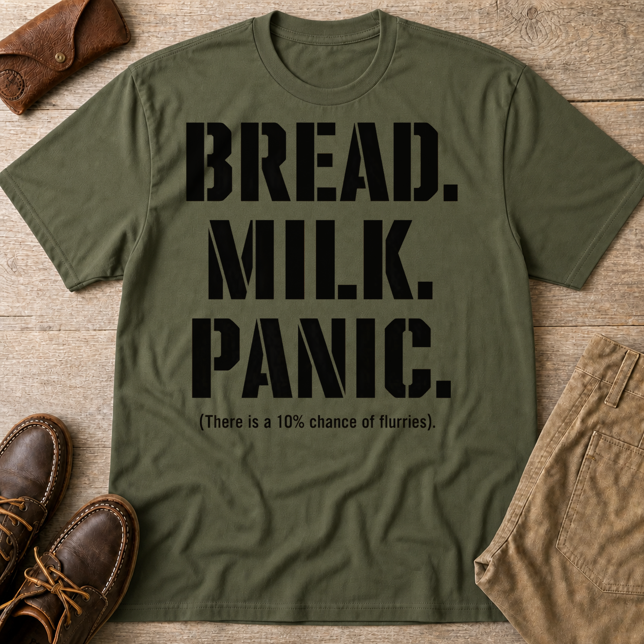 Military Green custom flatlay mockup
