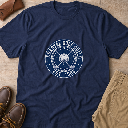 Coastal Golf Guild Vintage Golf Logo (Est. 1982) T-Shirt - HomeGrown South Graphic Tee (View 1)
