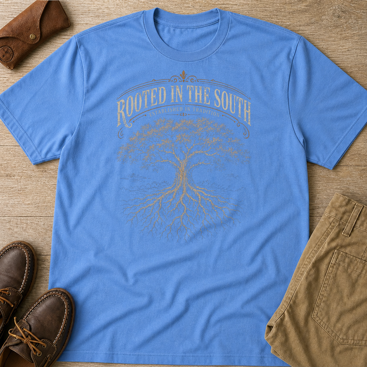 Carolina Blue custom flatlay mockup