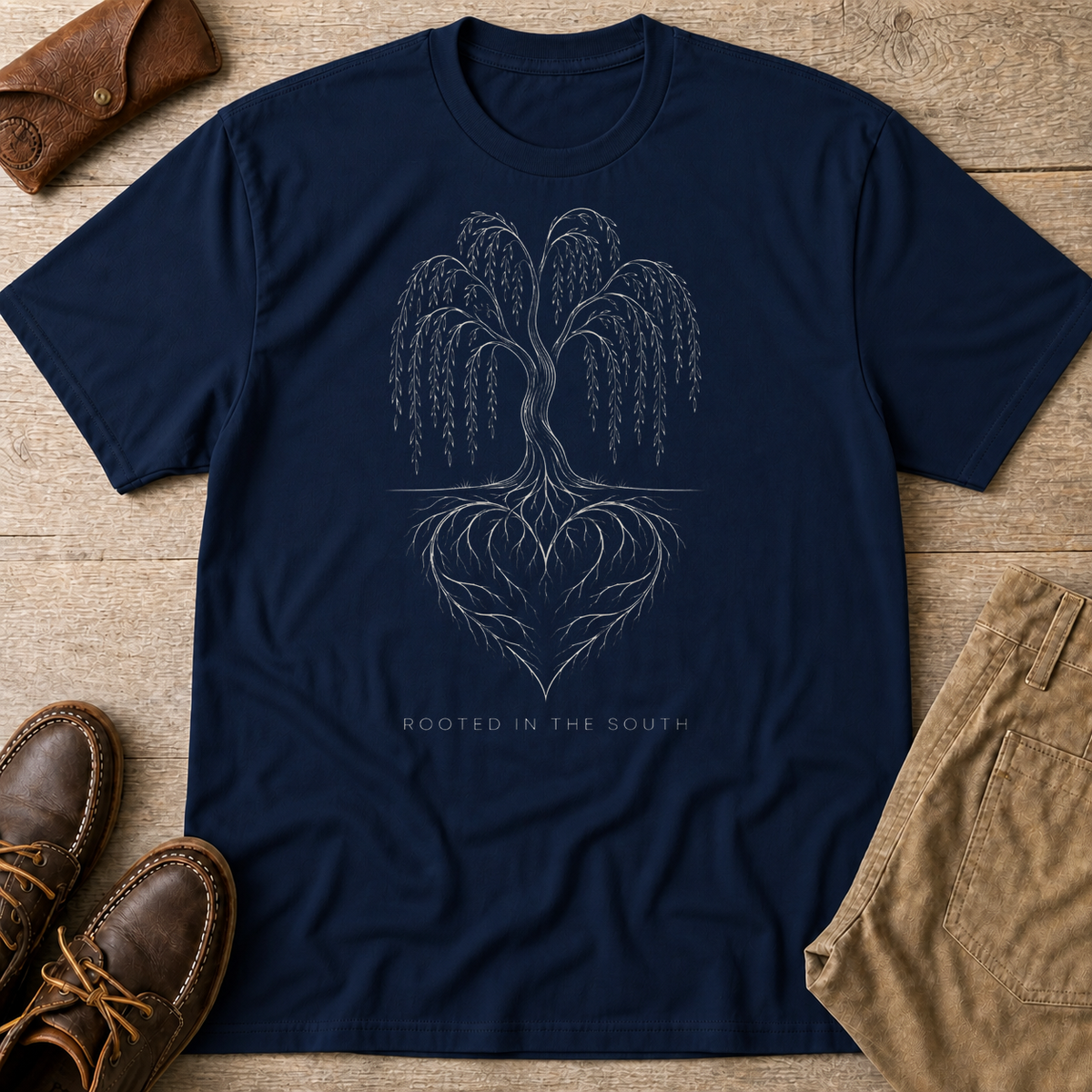Navy custom flatlay mockup