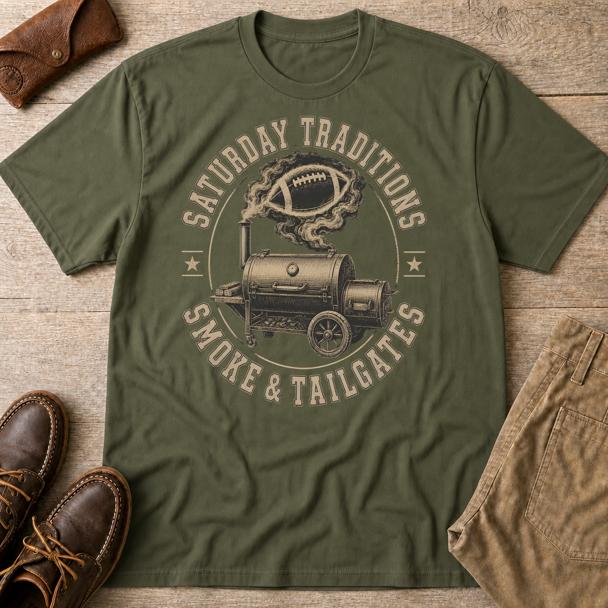 Military Green custom flatlay mockup