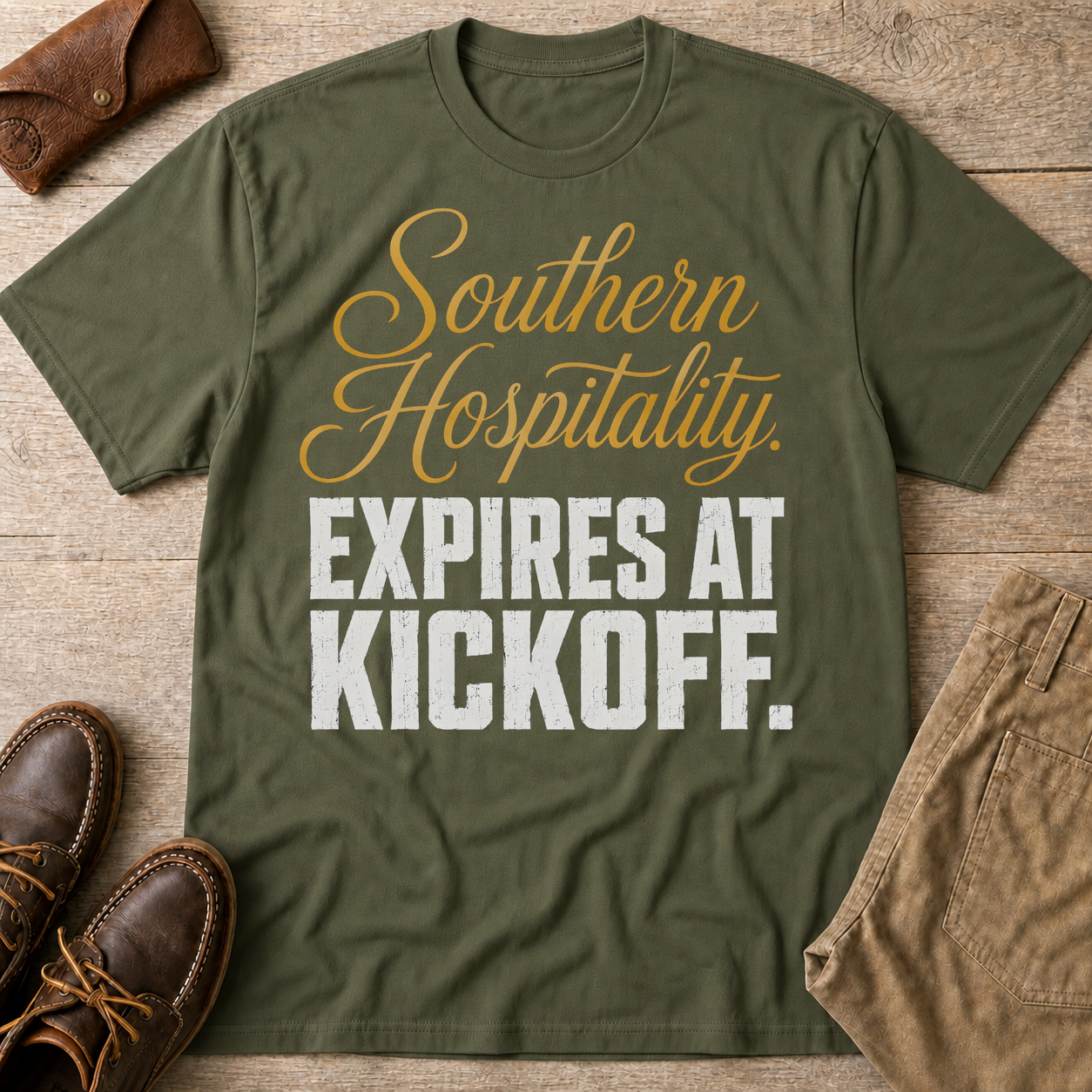 Military Green custom flatlay mockup
