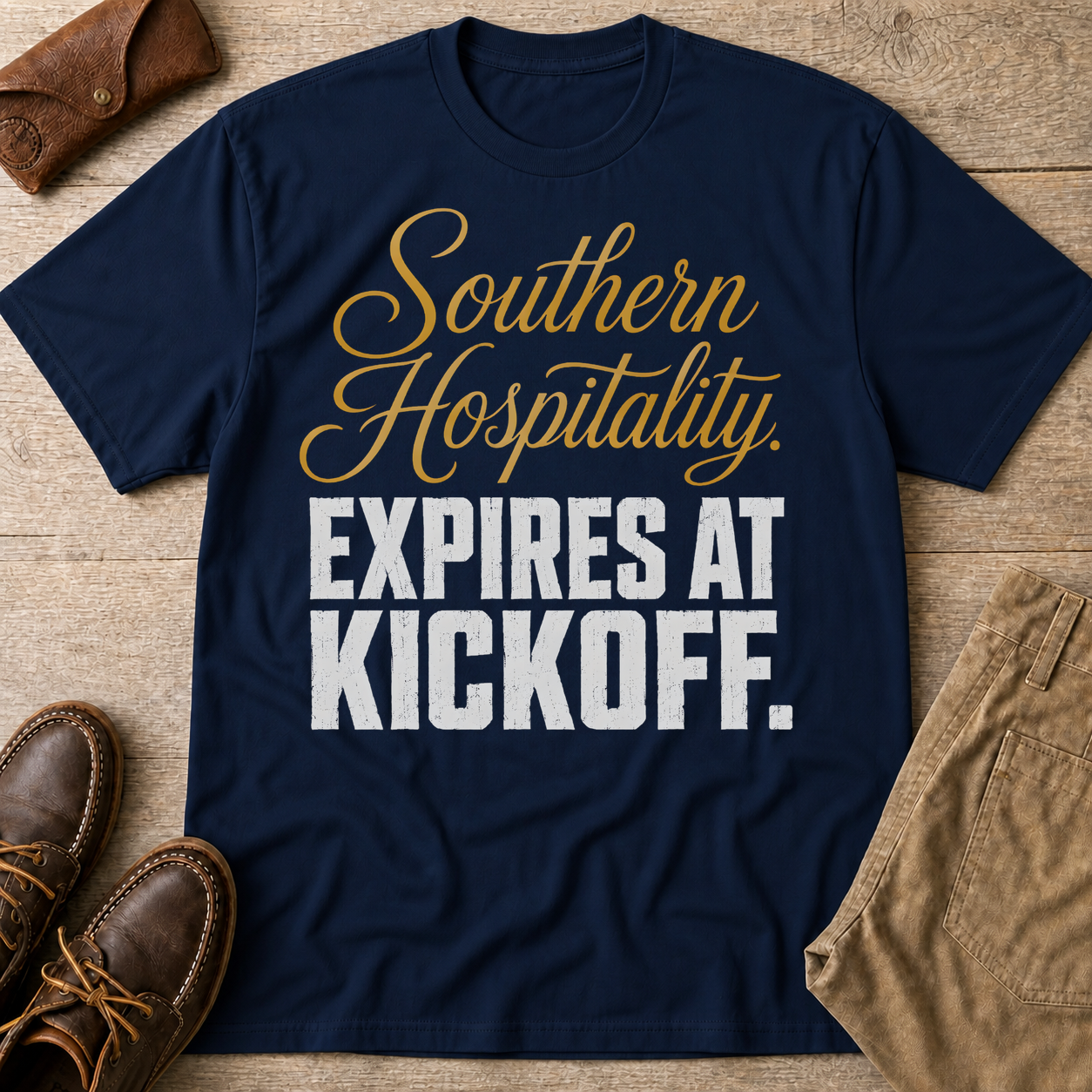 Navy custom flatlay mockup