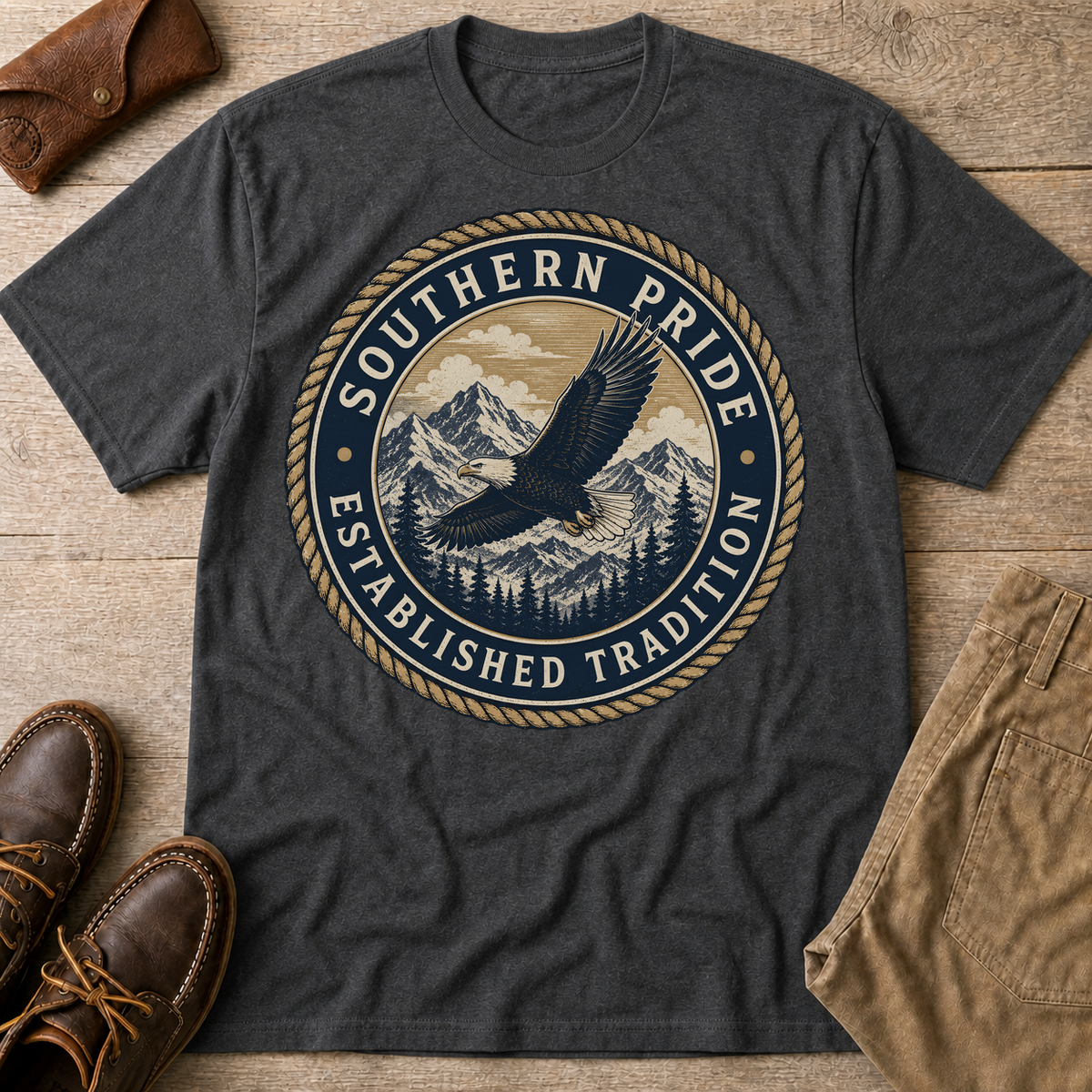 Dark Heather Grey custom flatlay mockup