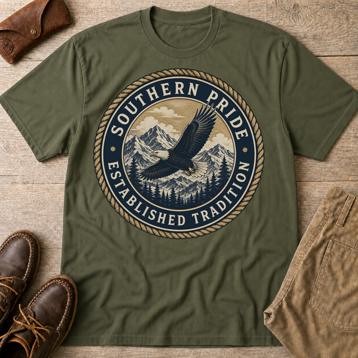 Military Green custom flatlay mockup