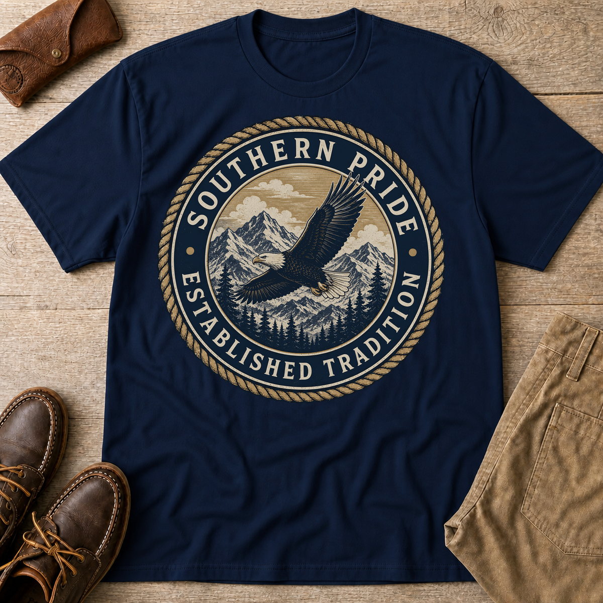 Navy custom flatlay mockup