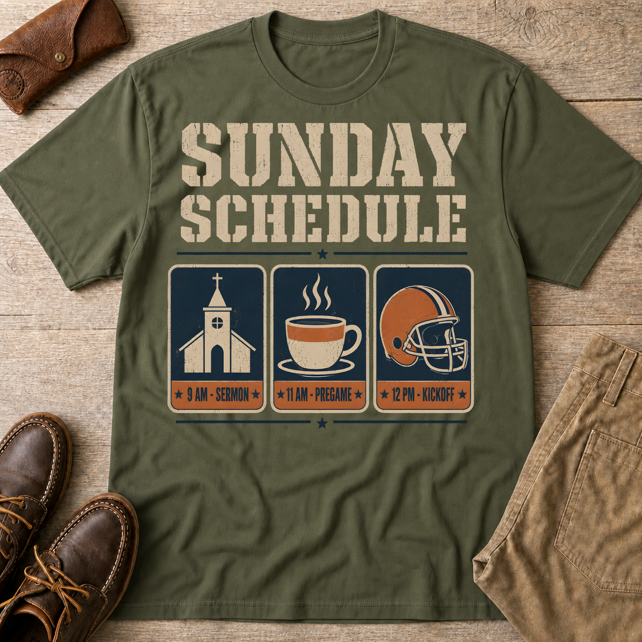 Military Green custom flatlay mockup