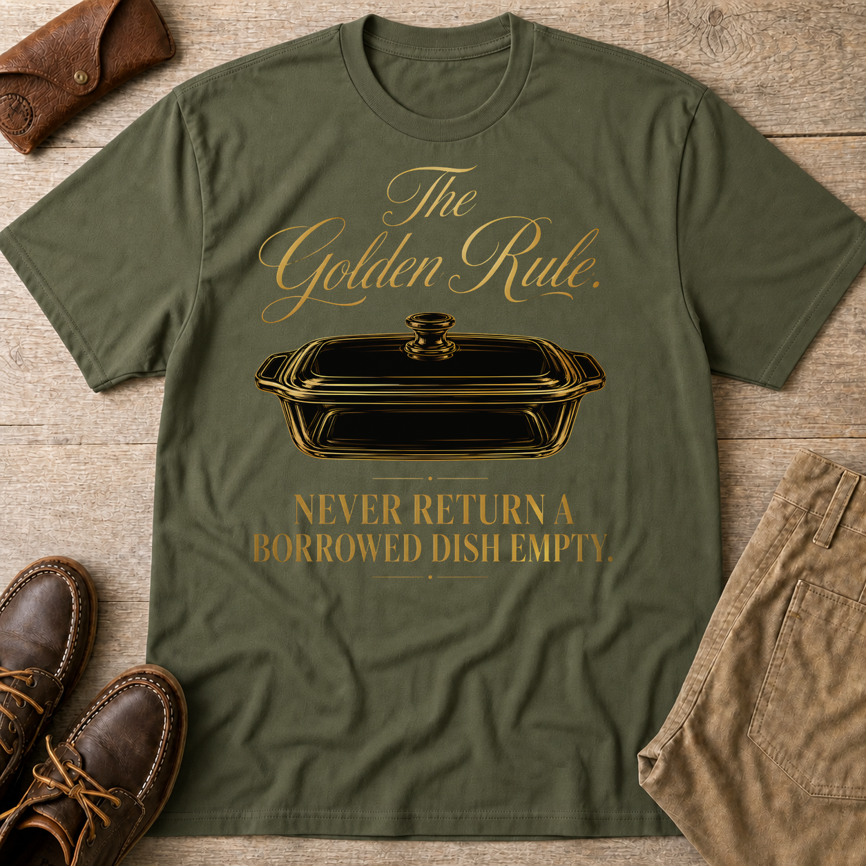 Military Green custom flatlay mockup