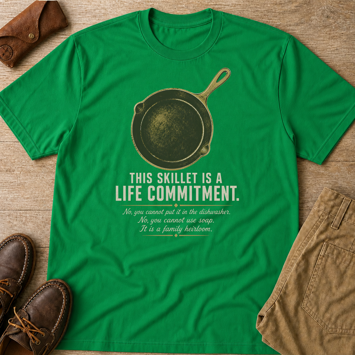 kelly green custom flatlay mockup