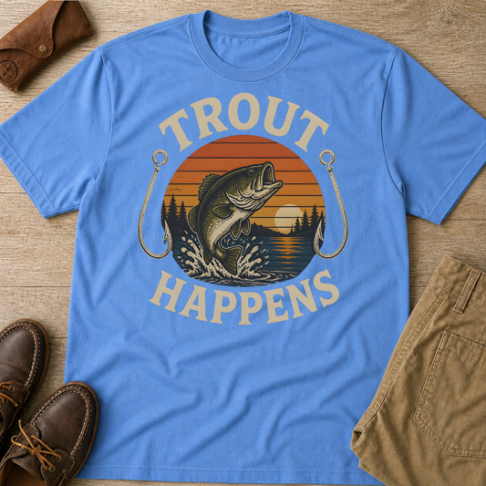 HomeGrown South Trout Fishing Outdoors Bass Angler Fisherman Nature Sunset T-Shirt - Premium Graphic Tee View 1