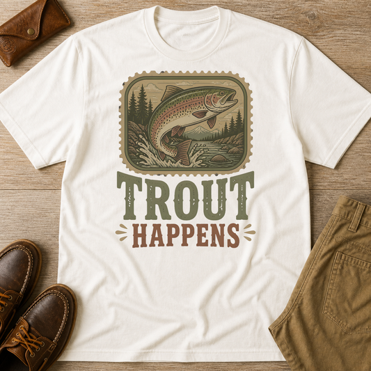 HomeGrown South Trout Fishing Outdoors Nature River Mountain Wildlife T-Shirt - Premium Graphic Tee View 1