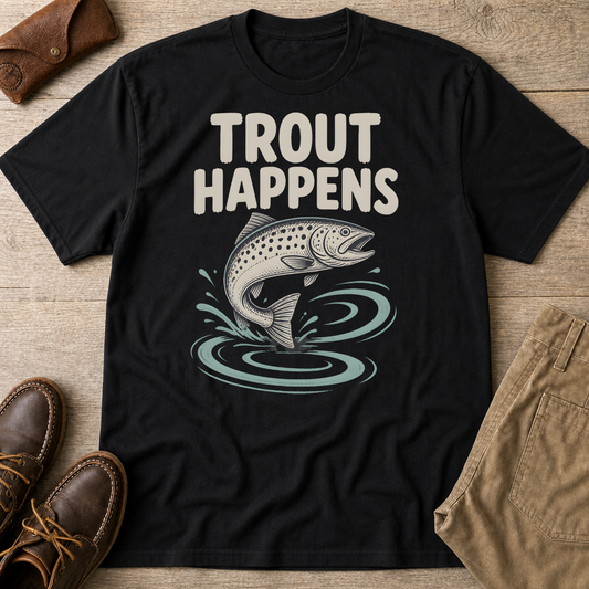 HomeGrown South Trout Happens Fishing Lover Fisherman Outdoor Angler T-Shirt - Premium Graphic Tee View 1