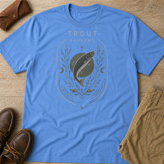 HomeGrown South Trout Happens Fishing Lover Fisherman Outdoor Nature T-Shirt - Premium Graphic Tee View 1